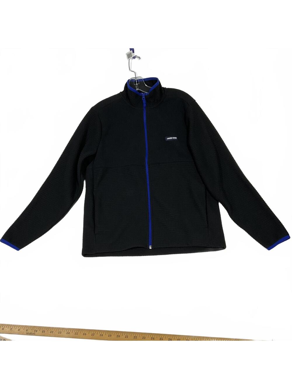 Lands' End Black and Blue Full Zip Polyester Jacket Size Small b29